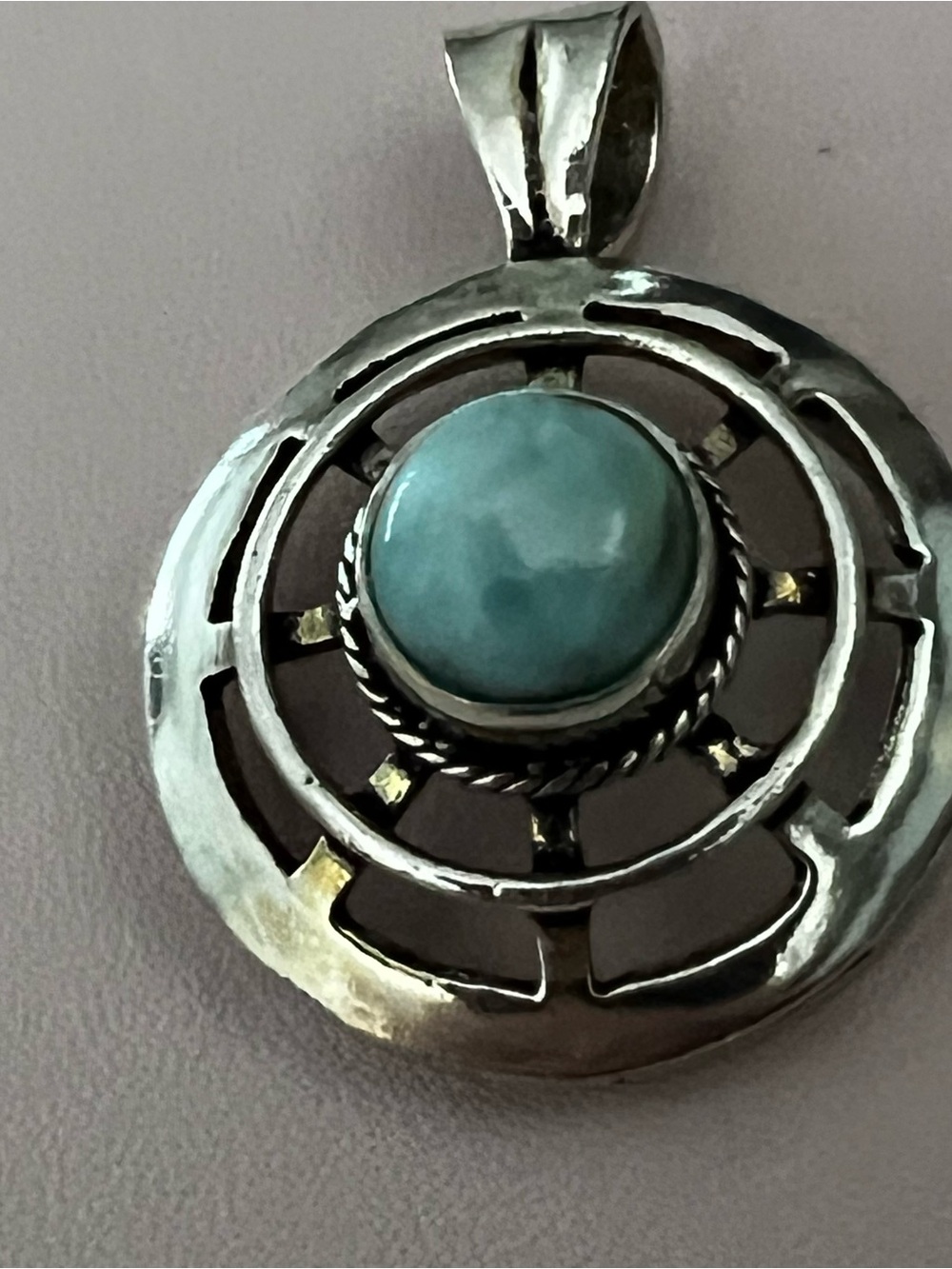 Silver Pendant Necklace with Larimar Stone. stamped 925. - Picture 5 of 7